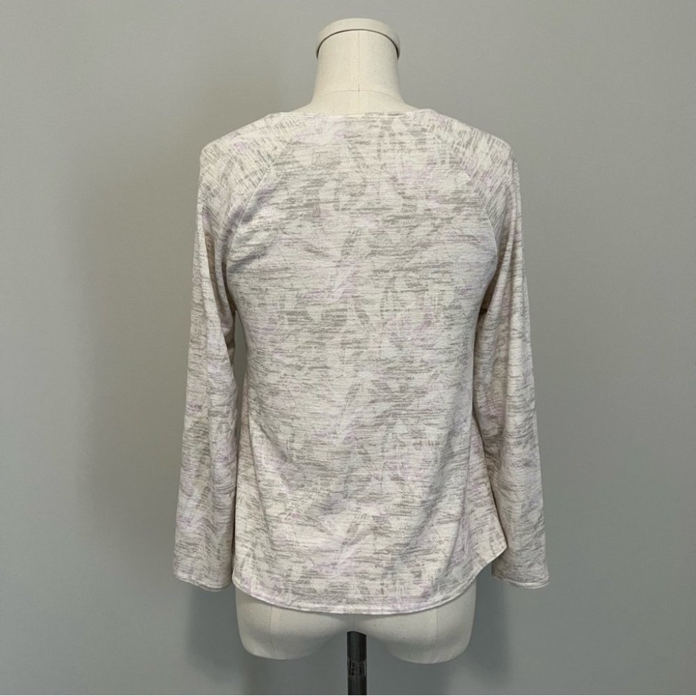 Aritzia Wilfred Free Brauw T-Shirt Cream Floral Print 3/4 Sleeve Top - Picture 14 of 16